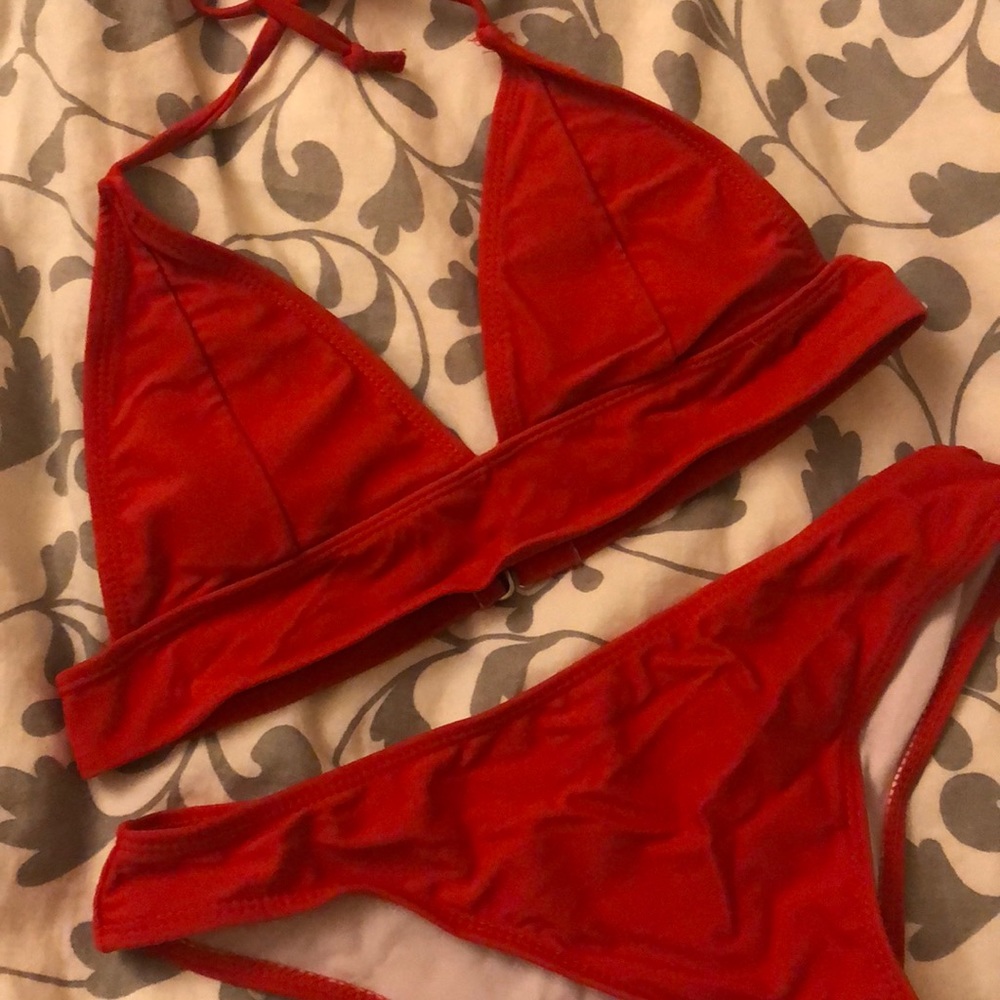 Bright red bikini set